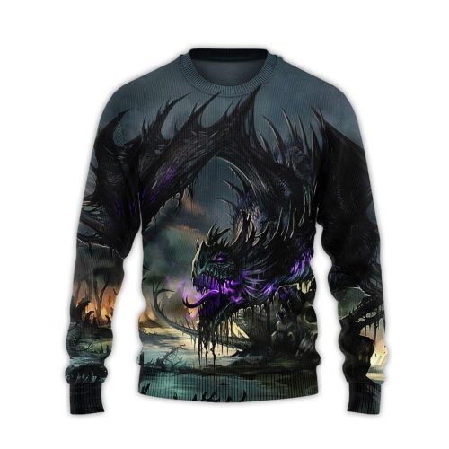Black Dragon Ugly Christmas Sweater, All Over Print Sweatshirt