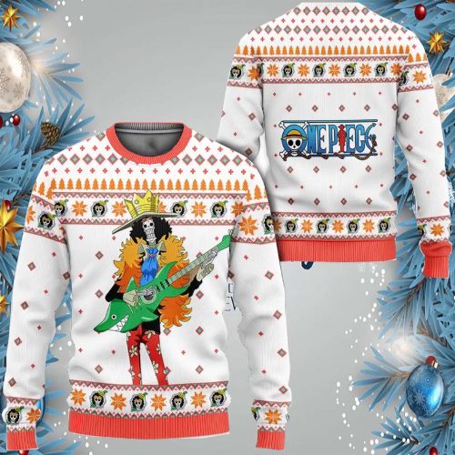 Get Festive with Brook Anime Ugly Christmas Sweater – Limited Edition Fun!