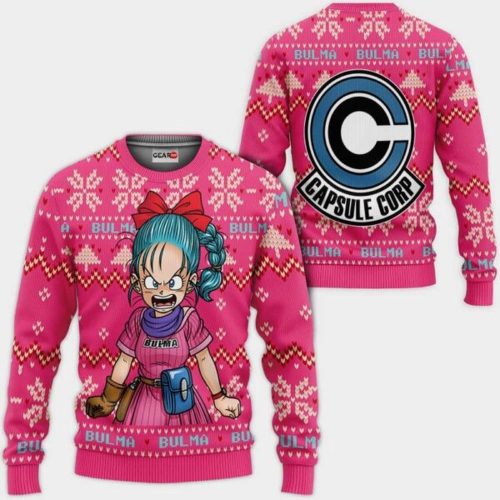 Bulma Ugly Christmas Sweater Anime Dragon Ball Xmas Gifts 1k88,Dragon Ball Anime Xmas Christmas Gift Fan
