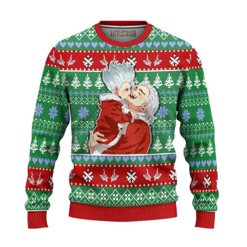 Anime Dr Stone Ugly Christmas Sweater – Byakuya X Senku All Over Print Sweatshirt
