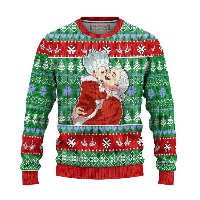 Anime Dr Stone Ugly Christmas Sweater – Byakuya X Senku All Over Print Sweatshirt