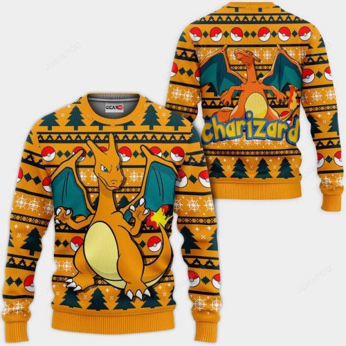 Charizard Anime Xmas Ugly Christmas Sweater – Festive Pokemon Apparel