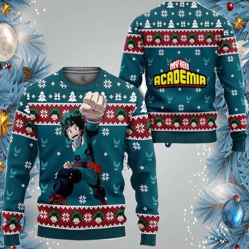 Deku Anime Ugly Christmas Sweater: Festive and Fun Holiday Apparel