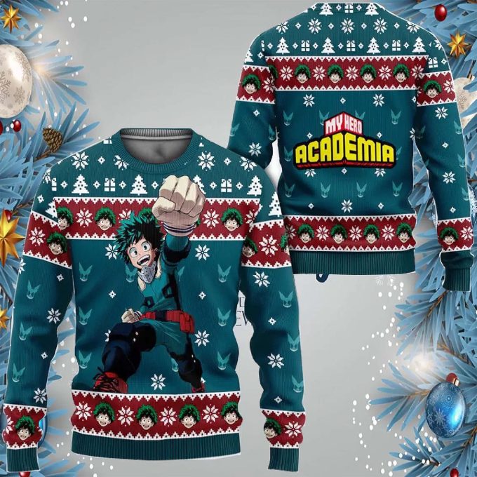 Deku Anime Ugly Christmas Sweater: Festive and Fun Holiday Apparel