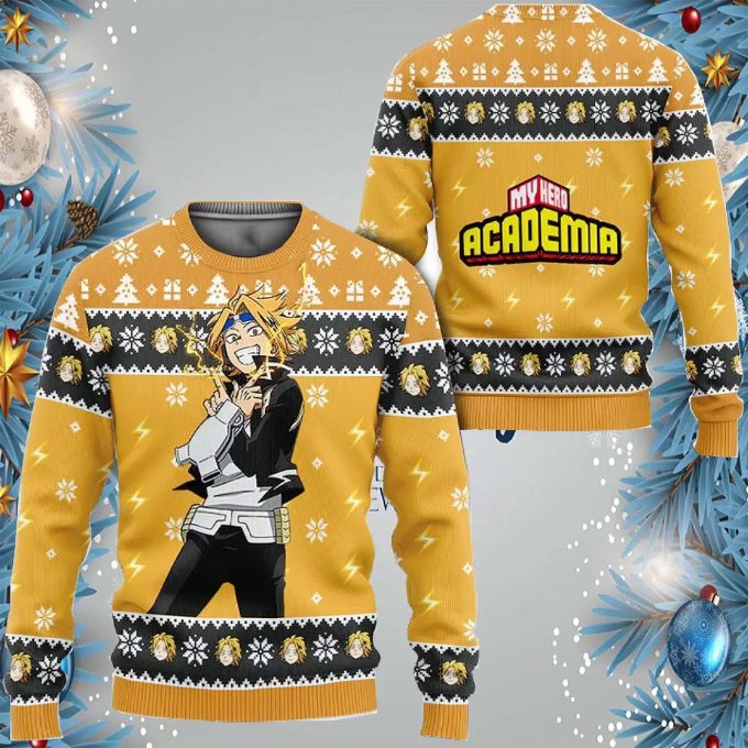 Denki Kaminari Anime Ugly Christmas Sweater – Unique Festive Design for Anime Fans