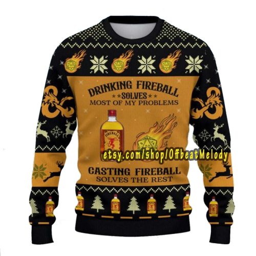 DnD Fireball Ugly Christmas Sweater, Dungeons And Dragons I Said I Cast Fireball Friend Ugly Sweater, DnD And Fireball Lovers Ugly Sweater