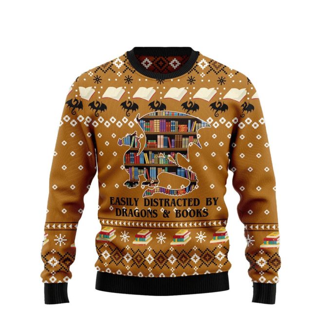 Dragon And Book Ugly Christmas Sweater