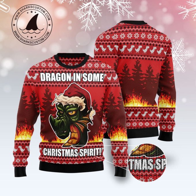 Dragon In Some Christmas Spirit Ugly Christmas Sweater