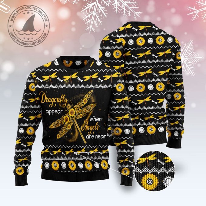 Dragonfly Sunflower Ugly Christmas Sweater