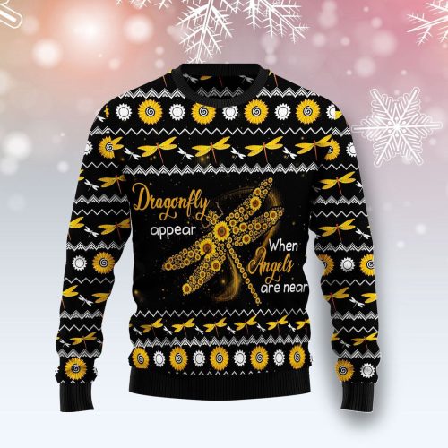 Dragonfly Sunflower  Ugly Christmas Sweater, Dragonfly Sunflower 3D All Over Printed Sweater
