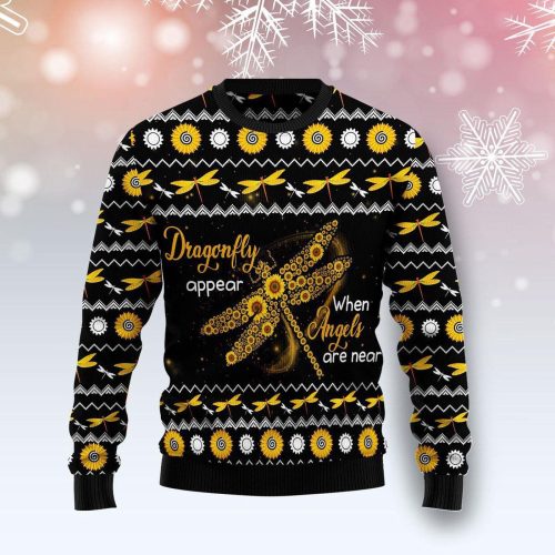 Dragonfly Sunflower Ugly Christmas Sweater,  Dragonfly Sunflower 3D All Over Printed Sweater