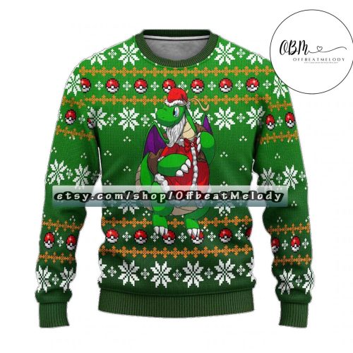 Dragonite Ugly Christmas Sweater, Dragonite Ugly Sweater All Over Print, 2022 Christmas Ugly Sweater 3D Hoodie Sweatshirt