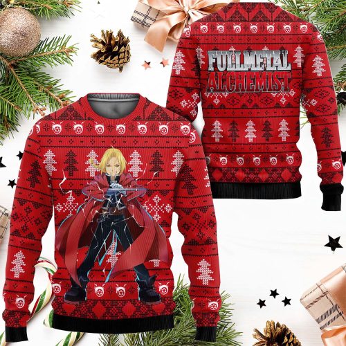 Fullmetal Alchemist Edward Elric Anime Ugly Christmas Sweater – Festive Cosplay Apparel