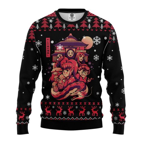 Ghibli Spirited Away Ugly Christmas Sweater – Festive Anime Apparel for Fans