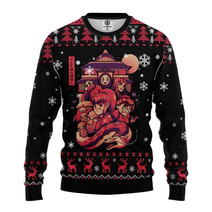 Ghibli Spirited Away Ugly Christmas Sweater – Festive Anime Apparel for Fans