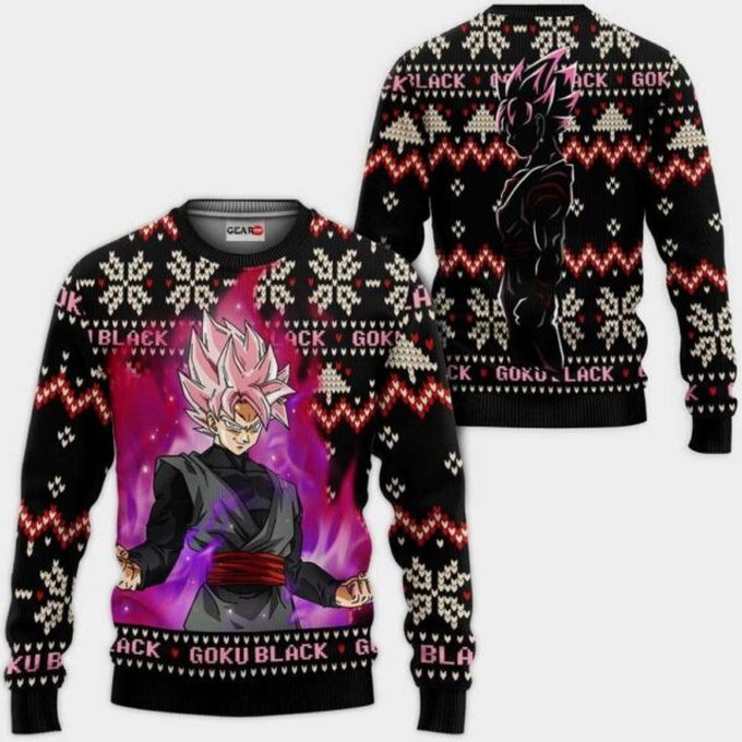 Goku Black Rose Ugly Christmas Sweater Anime Dragon Ball Xmas Gifts 1k112,Dragon Ball Anime Xmas Christmas Gift Fan