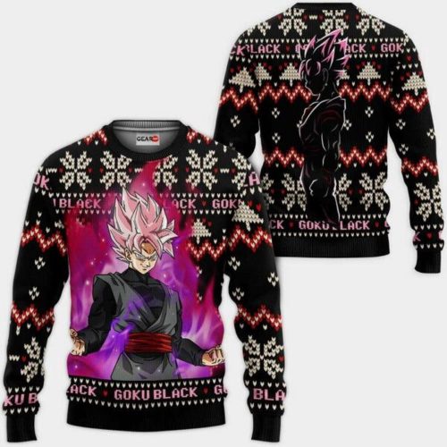 Goku Black Rose Ugly Christmas Sweater Anime Dragon Ball Xmas Gifts 1k112,Dragon Ball Anime Xmas Christmas Gift Fan