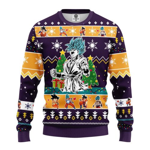 Goku Blue Dragon Ball Ugly Christmas Sweater, All Over Print Sweatshirt