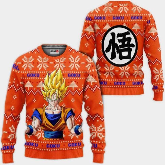 Goku Super Saiyan Ugly Christmas Sweater Anime Dragon Ball Xmas 1k122 Gifts ,Dragon Ball Anime Xmas Christmas Gift Fan