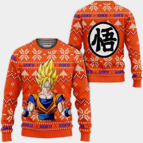 Goku Super Saiyan Ugly Christmas Sweater Anime Dragon Ball Xmas 1k122 Gifts ,Dragon Ball Anime Xmas Christmas Gift Fan