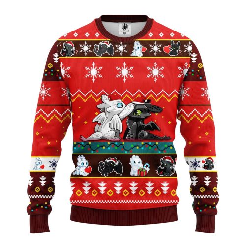 How To Train Your Dragon Toothless Light Fury Ugly Christmas Sweater, All Over Print Sweatshirt
