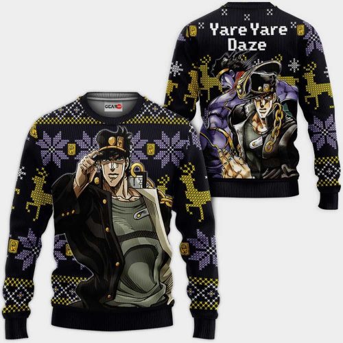 Jotaro Kujo Yare Yare Daze Custom JoJo s Anime Ugly Christmas Sweater – All Over Print Sweatshirt