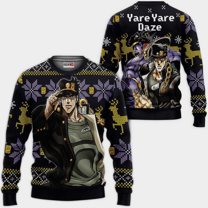 Jotaro Kujo Yare Yare Daze Custom JoJo s Anime Ugly Christmas Sweater – All Over Print Sweatshirt