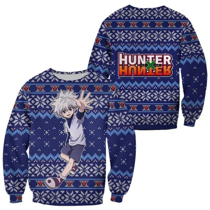 Get Festive with a Custom Killua Ugly Christmas Sweater – Perfect Anime Xmas Gift!