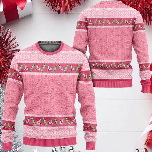 Get Festive with Kimetsu Nezuko Anime Ugly Christmas Sweater – Perfect Gift for Anime Fans!