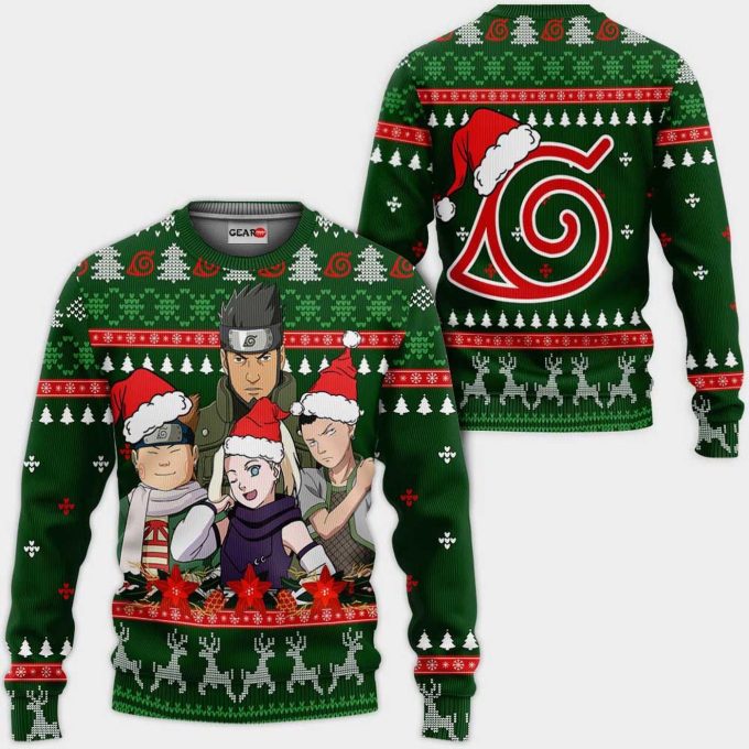 Konoha Team 10 Ugly Christmas Sweater – Naruto Anime All Over Print Sweatshirt
