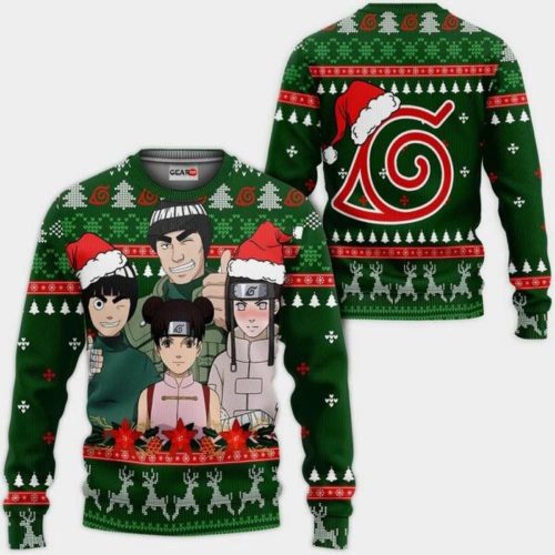 Konoha Team Guy Ugly Christmas Sweater – Custom Naruto Anime Xmas Gift