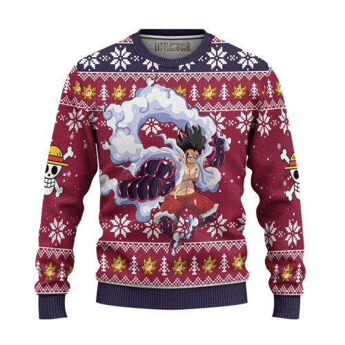 Luffy Gear 4 Ugly Christmas Sweater – One Piece Anime All Over Print Sweatshirt