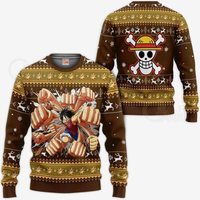 Luffy Gomu Gomu Ugly Sweater Xmas – One Piece Anime Christmas