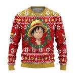 Luffy One Piece Unisex Ugly Christmas Sweater – All Over Print Sweatshirt: Anime-Inspired Festive Attire