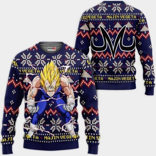 Majin Vegeta Blue Ugly Christmas Sweater Anime Dragon Ball Xmas Gifts 1k107,Dragon Ball Anime Xmas Christmas Gift Fan