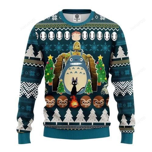 My Neighbor Is Totoro Ugly Christmas Sweater: Festive Anime Design