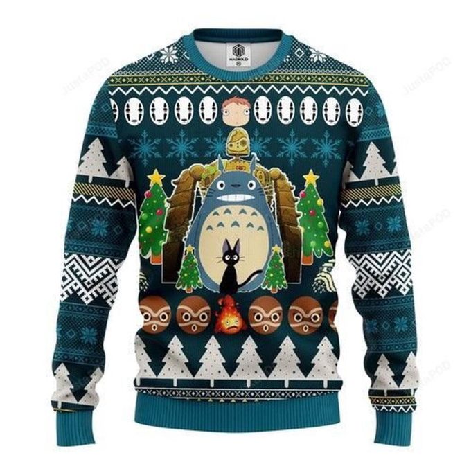 My Neighbor Is Totoro Ugly Christmas Sweater: Festive Anime Design