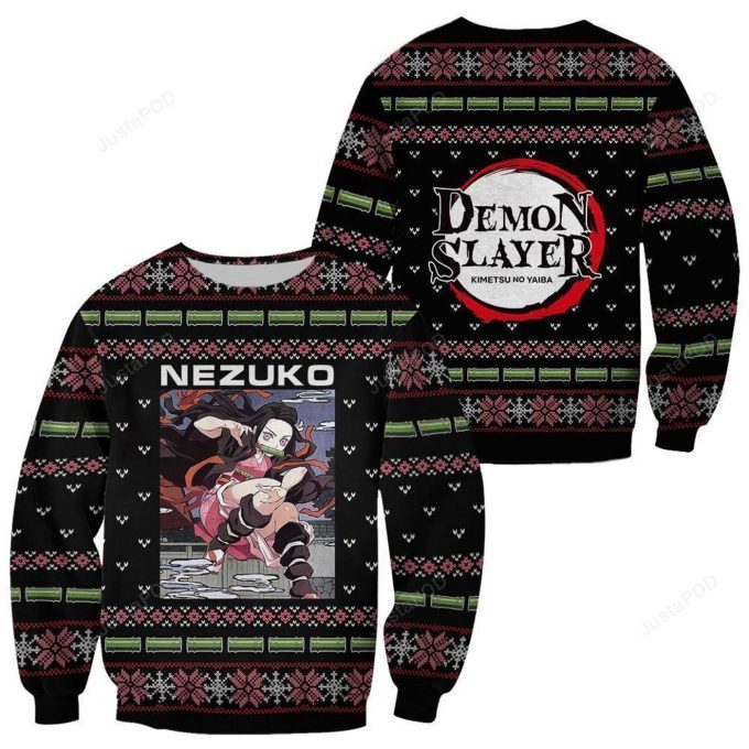 Get Festive with Nezuko Kamado Demon Slayer Anime Ugly Christmas Sweater