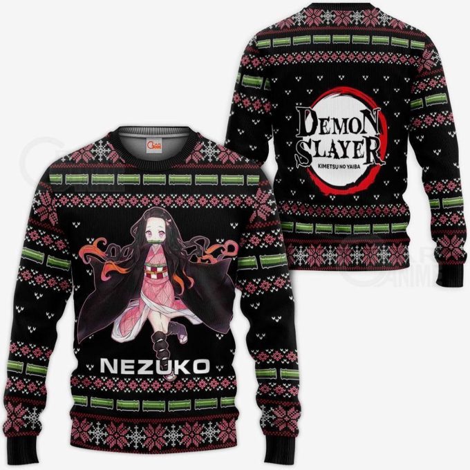 Get Festive with Nezuko Kamado Ugly Sweater – Perfect Christmas Gift from Demon Slayer Anime!
