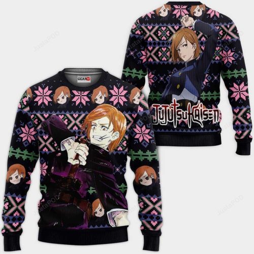 Nobara Kugisaki Anime Jujutsu Kaisen Ugly Christmas Sweater – Festive Anime Merch for Cosplay & Gifts
