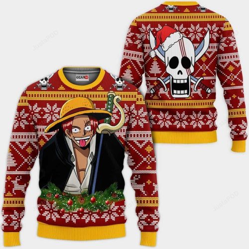 Get Festive with Red Hair Shanks Ugly Christmas Sweater – Perfect for One Piece Anime Fans!
