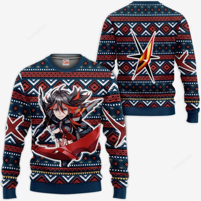 Stylish Ryuko Matoi Anime Ugly Christmas Sweater – Perfect for Kill La Kill Fans!