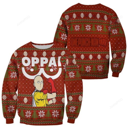 Saitama Oppai Ugly Christmas Sweater – One Punch Man Anime Merchandise