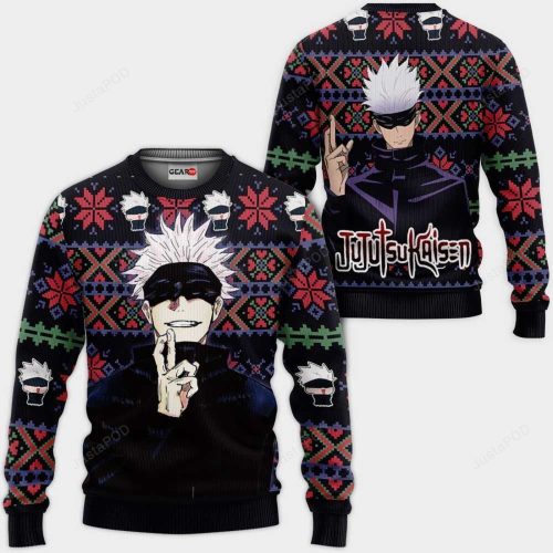 Satoru Gojo Anime Jujutsu Kaisen Ugly Christmas Sweater – Festive Anime Apparel for Fans!