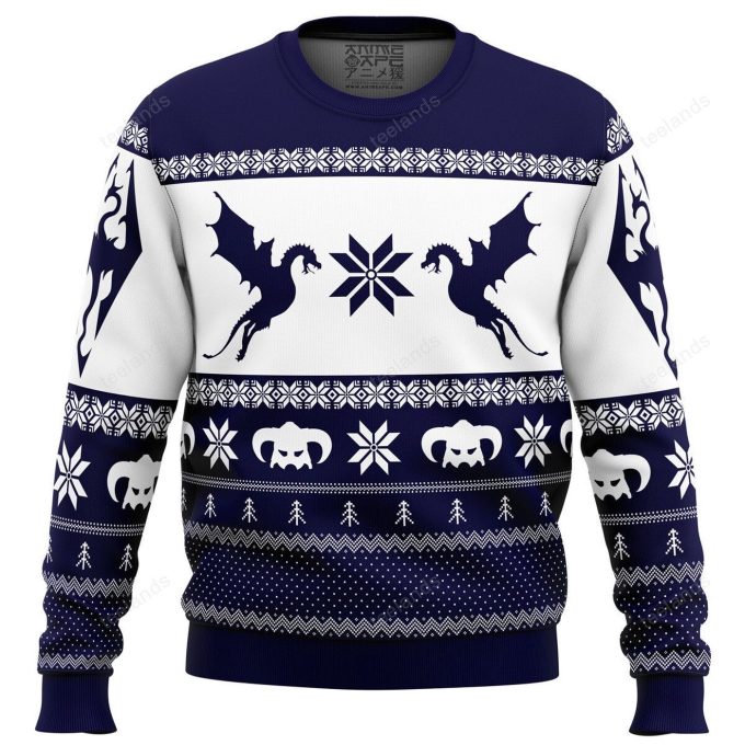 Skyrim dragon Christmas sweater
