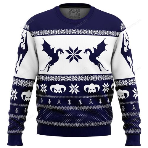 Skyrim dragon Christmas sweater