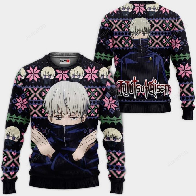 Toge Inumaki Anime Jujutsu Kaisen Ugly Christmas Sweater: Festive Anime Merch for Jujutsu Kaisen Fans!