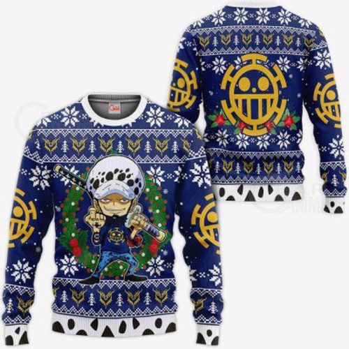 Get Festive with Trafalgar Law One Piece Anime Ugly Christmas Sweater – All Over Print Sweatshirt