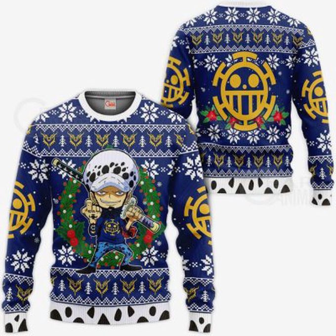 Get Festive with Trafalgar Law One Piece Anime Ugly Christmas Sweater – All Over Print Sweatshirt