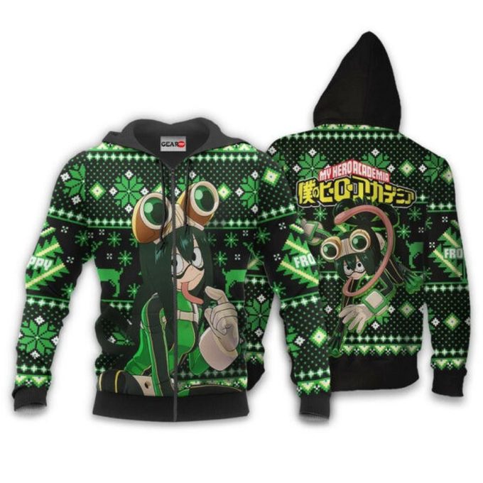 Anime My Hero Academia Ugly Christmas Sweater – Tsuyu Asui 3D Hoodie Zip – Unique Fan Gift!